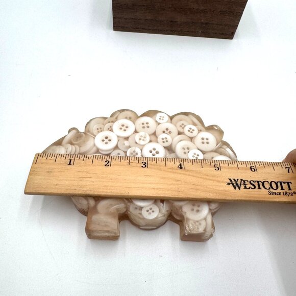 Sheep shaped lamb lucite resin with vintage buttons sewing room decor lover - Picture 11 of 12